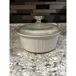 Vintage Corning Ware French White F-5-B 1.5 QT 1.6L Casserole w/ Lid - Exc Cond
